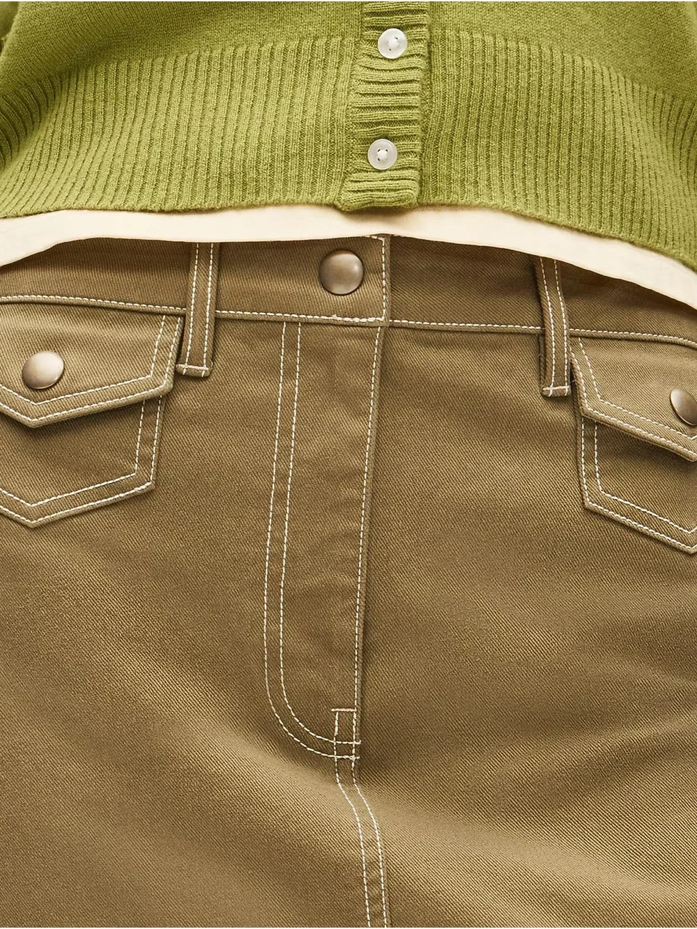 J. Crew Tuscan Olive Utility-pocket mini skirt